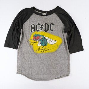 Vintage 1985 AC/DC Shirt L Fly On The Wall Single Stitch Baseball Tee